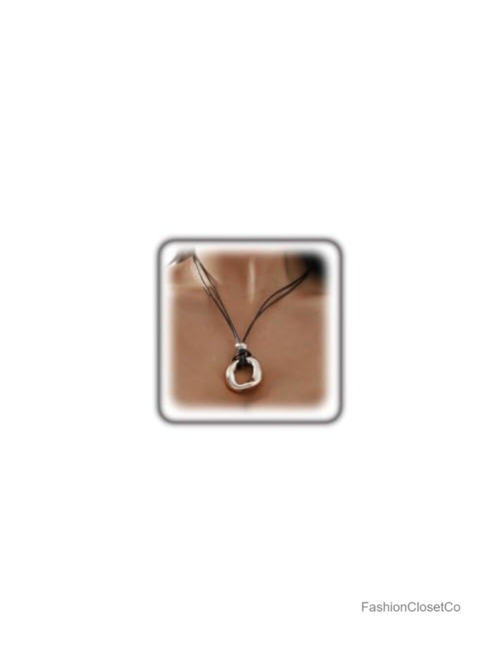 Chunky Gold Hollow Circle Pendant Necklace Faux Leather Choker